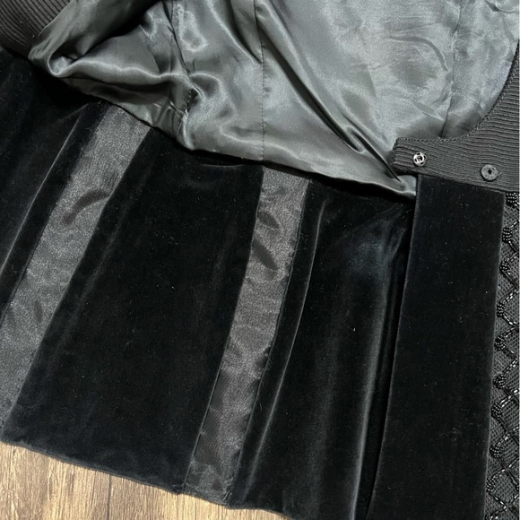 ALMA Couture Black Fitted Peplum Beaded Blazer Cocktail Jacket Velvet Holidays L - Picture 11 of 16